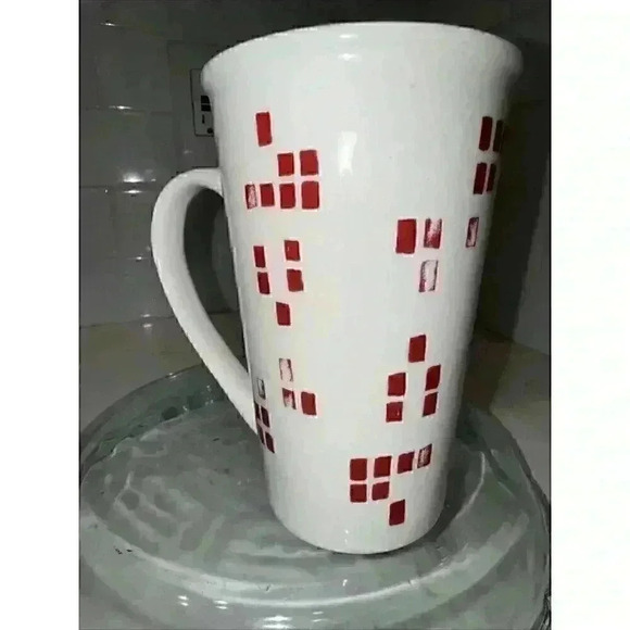 Starbucks 2014 Tall White Mug w/ Red Pine Tree Block Graphics 17.8 oz Preowned - Picture 5 of 11